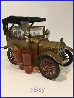 Vintage 1918 Ford Car Musical Liquor Decanter & Shot Glass Set Hong Kong works