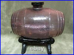 Vintage 1920's Cambridge Glass Barrel Decanter withStand & 6 Small Tumblers Purple