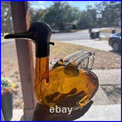Vintage 1940's Art Deco Amber Glass Duck Decanter AUSTRIA Figural 8.5