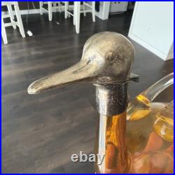 Vintage 1940's Art Deco Amber Glass Duck Decanter AUSTRIA Figural 8.5