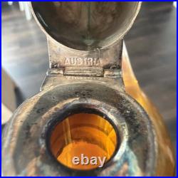 Vintage 1940's Art Deco Amber Glass Duck Decanter AUSTRIA Figural 8.5