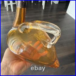 Vintage 1940's Art Deco Amber Glass Duck Decanter AUSTRIA Figural 8.5