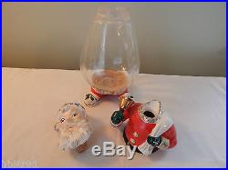 Vintage 1950's Napco Glass Santa Decanter Best Wishes 2PX2767 HTF Rare Christmas