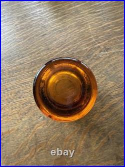 Vintage 1950's Venetian Amber Glass Decanter Set 6 Glasses Gold Gilding Gondola