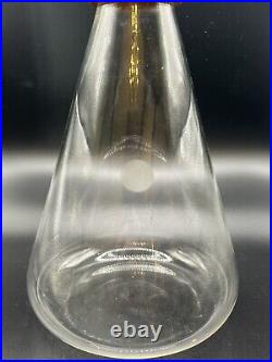 Vintage 1950s Clear Glass Chemistry Flask Decanter Cork Neck RARE 11 x 6