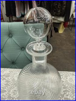 Vintage 1950s Italian Murano Swirled Clear Glass Decanter Elegant