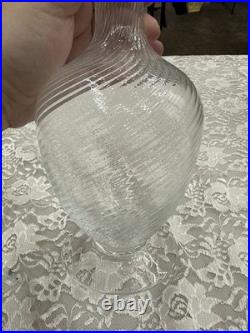 Vintage 1950s Italian Murano Swirled Clear Glass Decanter Elegant
