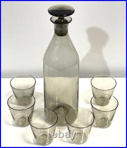 Vintage 1950s Mid Century Leerdam Glass Decanter Barware Set Never Used MIB