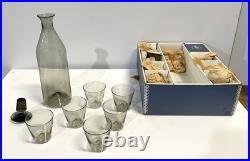Vintage 1950s Mid Century Leerdam Glass Decanter Barware Set Never Used MIB