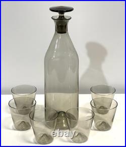 Vintage 1950s Mid Century Leerdam Glass Decanter Barware Set Never Used MIB