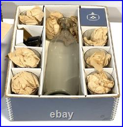 Vintage 1950s Mid Century Leerdam Glass Decanter Barware Set Never Used MIB