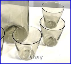 Vintage 1950s Mid Century Leerdam Glass Decanter Barware Set Never Used MIB