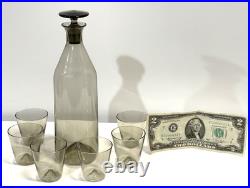 Vintage 1950s Mid Century Leerdam Glass Decanter Barware Set Never Used MIB