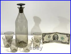 Vintage 1950s Mid Century Leerdam Glass Decanter Barware Set Never Used MIB