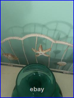 Vintage 1958 Art Glass Blue Aqua Hand Blown Decanter 8 Inches Tall