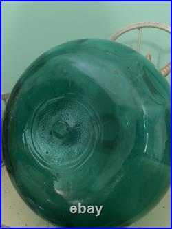 Vintage 1958 Art Glass Blue Aqua Hand Blown Decanter 8 Inches Tall