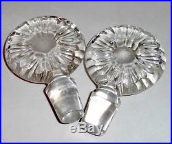 Vintage 1960 Pair Modernist Thumbprint Heavy Cut Glass Matched Spirits Decanters