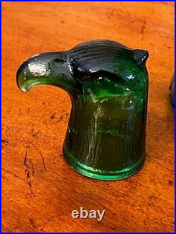 Vintage 1960's Bessi Italy Green Glass Freedom Eagle Decanter With Shot Glass