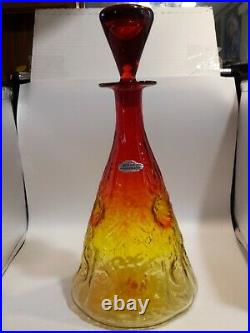 Vintage 1960's Blenko Amberina Glass Decanter Model# 6924 RARE