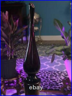 Vintage 1960's Blenko Art Glass Amethyst Purple Decanter 920 L with Stopper 24