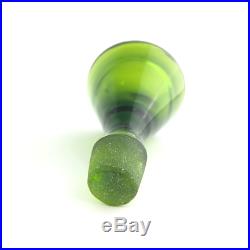 Vintage 1960's Blenko Green Glass Decanter Model # 6924 with Stopper Mid Century