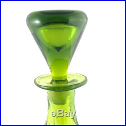 Vintage 1960's Blenko Green Glass Decanter Model # 6924 with Stopper Mid Century