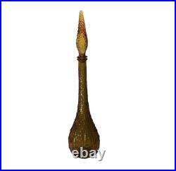 Vintage 1960's Dark Amber Italian Empoli Glass Decanter Italy Barware