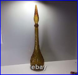 Vintage 1960's Dark Amber Italian Empoli Glass Decanter Italy Barware
