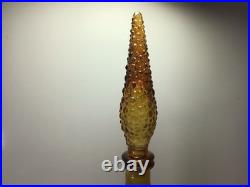 Vintage 1960's Dark Amber Italian Empoli Glass Decanter Italy Barware