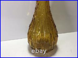 Vintage 1960's Dark Amber Italian Empoli Glass Decanter Italy Barware