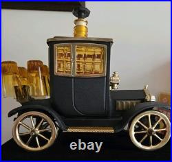 Vintage 1960's Ford Model T 1915 Liquor Decanter Japan Music Box with Shot Glasses