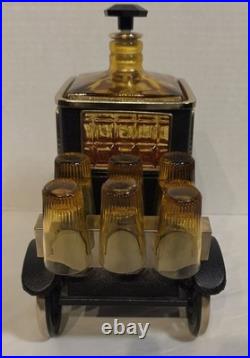 Vintage 1960's Ford Model T 1915 Liquor Decanter Japan Music Box with Shot Glasses