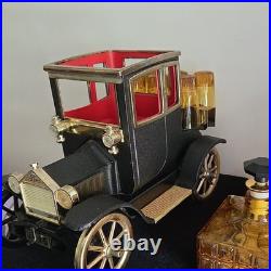 Vintage 1960's Ford Model T 1915 Liquor Decanter Japan Music Box with Shot Glasses