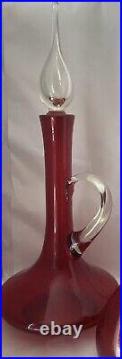 Vintage 1960's RARE Red Bischoff decanter Flame Stopper Genie EUC 18