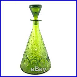 Vintage 1960s Blenko Decanter Green Glass with Stopper Mid Century # 6924