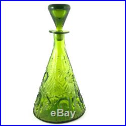 Vintage 1960s Blenko Decanter Green Glass with Stopper Mid Century # 6924