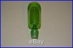 Vintage 1960s Blenko Green Crackle Glass Decanter #657 Joel Myers MCM Glass 14