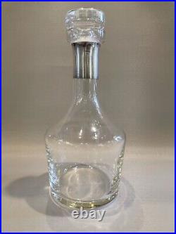 Vintage 1960s Mid Century Modern MCM Clear Glass Decanter with Sterling Detail