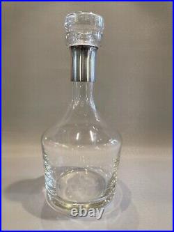 Vintage 1960s Mid Century Modern MCM Clear Glass Decanter with Sterling Detail