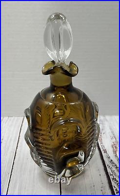 Vintage 1960s Mid-Century Pinched Glass Decanter With Glass Stopper MCM