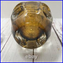 Vintage 1960s Mid-Century Pinched Glass Decanter With Glass Stopper MCM