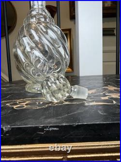 Vintage 1960s Swirl Glass Genie Bottle Decanter Mid-Century Modern Barware