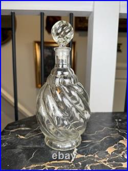 Vintage 1960s Swirl Glass Genie Bottle Decanter Mid-Century Modern Barware