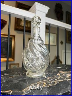 Vintage 1960s Swirl Glass Genie Bottle Decanter Mid-Century Modern Barware