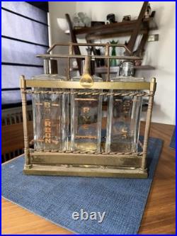 Vintage 1960s Tantalus Locking Decanter Set Bar Caddy Liquor Glass Bottles MCM