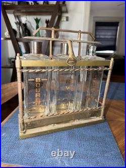 Vintage 1960s Tantalus Locking Decanter Set Bar Caddy Liquor Glass Bottles MCM