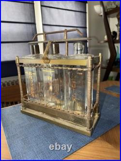 Vintage 1960s Tantalus Locking Decanter Set Bar Caddy Liquor Glass Bottles MCM