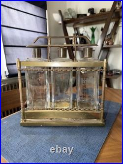 Vintage 1960s Tantalus Locking Decanter Set Bar Caddy Liquor Glass Bottles MCM