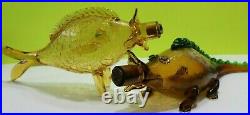Vintage 1964 and 1968 Orvieto White Wine Nello Gori Glass Fish Decanters
