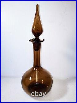 Vintage 1965 Blenko Glass Genie Bottle Decanter #37 Chestnut Rare, Hard to Find